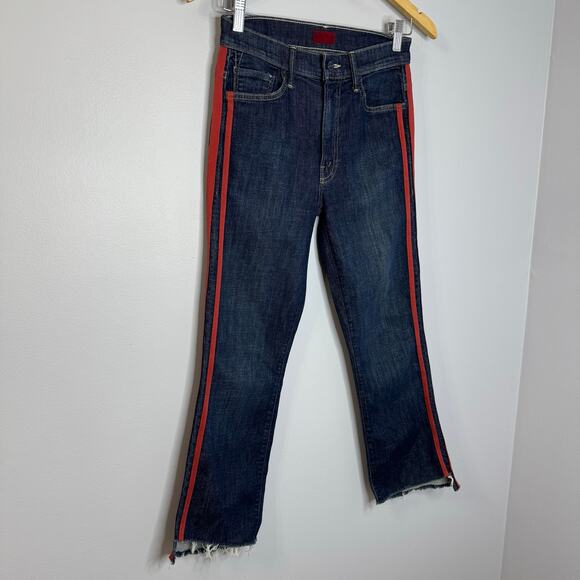 MOTHER Insider Crop Step Fray Jeans Speed Racer Stretch Blue Women's Sz 26 - Picture 7 of 15